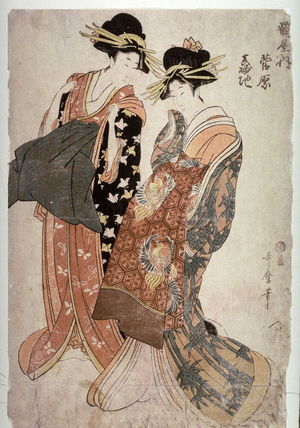 Kitagawa Utamaro: Sugawara and Masunaji of Tsuruya from an untitled series of double portraits of courtesans - Legion of Honor