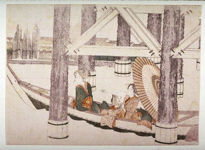 Katsushika Hokusai: [Women in a boat beneath a bridge] - Legion of Honor