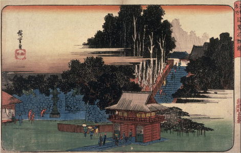 Utagawa Hiroshige: Visit to the Fudo Temple in Meguro (Meguro fudo mairi), one from a series Famous Places in Edo (Edo meisho) - Legion of Honor