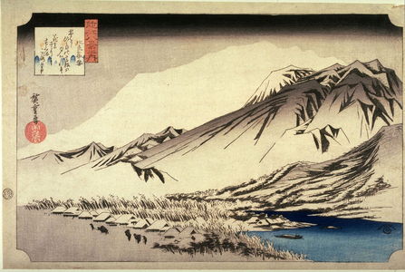 歌川広重: Evening Snow on Mt. Hira (Hira no bosetsu), from the series Eight Views of Omi Province (Omi hakkei) - Legion of Honor