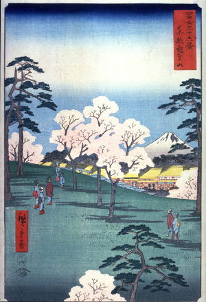 歌川広重: Asuka Hill in Edo (Toto asukayama), from the series Thirty-six Views of Mt. Fuji (Fuji sanjurokkei) - Legion of Honor