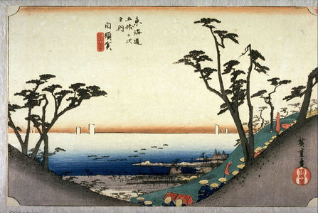 歌川広重: Ocean View Slope at Shirasuka (Shirasuka shiomizaka), no. 33 from the series Fifty-three Stations of the Tokaido (Tokaido gosantsugi no uchi) - Legion of Honor