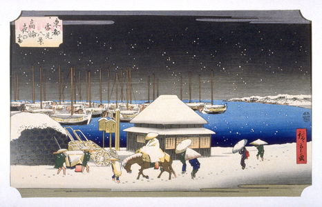 歌川広重: Tankanawa Yoru no Yuki (A Snow Evening at Takanawa) - Pl. A from the portfolio Eight Snow Scenes in the Eastern Capital - Legion of Honor
