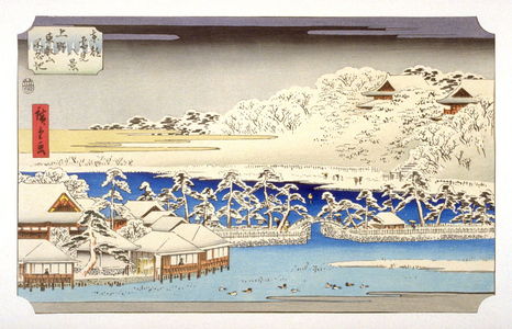 Utagawa Hiroshige: Uneo Toeizan Shinobazu-ike (Toeizan Temple and Shinobazu Pond, Ueno) - Pl. B from the portfolio Eight Snow Scenes in the Eastern Capital - Legion of Honor