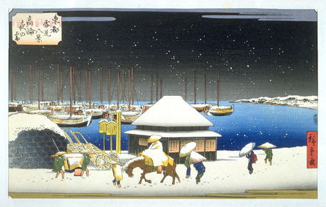 Utagawa Hiroshige: Tankanawa Yoru no Yuki (A Snow Evening at Takanawa) - Pl. A from the portfolio Eight Snow Scenes in the Eastern Capital - Legion of Honor