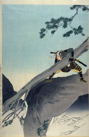 Migita Toshihide: Kato Kiyomasa lifting a tree trunk (third of triptych) - Legion of Honor