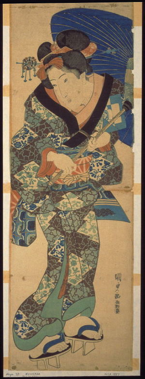 歌川国貞: Courtesan with Umbrella - Legion of Honor