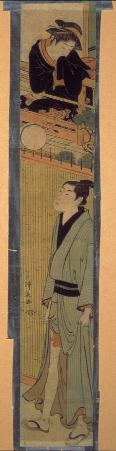 Torii Kiyonaga: Woman Watching Youth Kick a Ball - Legion of Honor