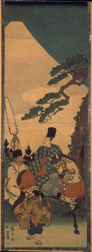 Utagawa Hiroshige: Narihira and Attendants Pass Mt. Fuji on Their Eastern Journey - Legion of Honor