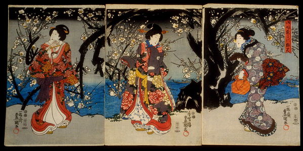 Japanese Print "Viewing Plum Blossoms at Night (Okonomi yoru no umemi)" by Utagawa Kunisada, 歌川国貞 (Utagawa Kunisada)