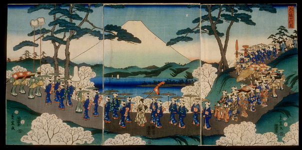 二歌川広重: A Procession of Women on a Journey of Flowers (Hana no tabi onna gyoretsu) - Legion of Honor