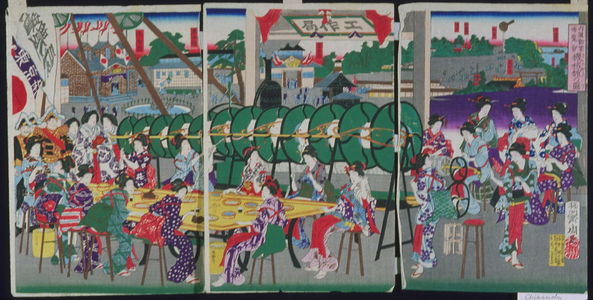 豊原周延: The Hall of Machinery at the Exhibition for the Promotion of Domestic Industry (Naikoku kangyo hakurankai kikaikan no zu) - Legion of Honor