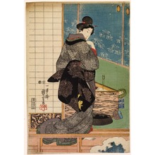 Utagawa Kuniyoshi: Woman Standing on a Veranda near a Brazier, panel from a polyptych - Legion of Honor