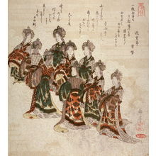 屋島岳亭: Angels on Clouds, lower right sheet of four illustrating The Ascent to Heaven from the Bamboo Cutter'sTale (Taketari amaagari) - Legion of Honor