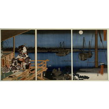 歌川広重: Full Moon at the Harbor or Lady Murasaki Watching the Autumn Moon at Ishiyama - Legion of Honor