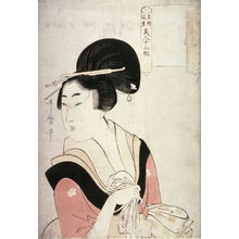 Kitagawa Utamaro: Woman Carrying Laundry from the series Twelve Types of Women Matched with Famous Places (Meisho fukei bijin juniso) - Legion of Honor