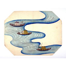Unknown: Untitled [Gods of Fortune poling rafts down a river] - Legion of Honor