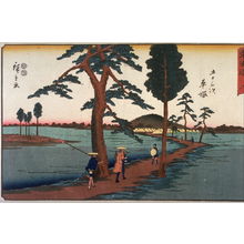 Utagawa Hiroshige: Katabira Bridge on the Katabira River at Hiratsuka (Hiratsuka),no. 8 from the series Fifty-three Stations of the Tokaido (Tokaido gojusantsugi) - Legion of Honor