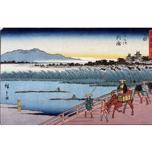 Utagawa Hiroshige: Yahagi River at Okazaki (Okazaki yahagigawa), no. 39 from the series Fifty-three Stations of the Tokaido (Tokaido gojusantsugi) - Legion of Honor