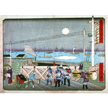 Utagawa Hiroshige III: Night View of the Railroad at Yatsuyama (Yatsuyama to tetsudo no yakei), from the series Thirty-six Views of Modern Tokyo (Tokyo kaika sanjurokkei) - Legion of Honor