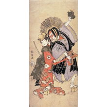 勝川春章: Nakamura Nakazo I and Iwai Hanshiro IV as a Priest and a Dancer Struggling over a Sword - Legion of Honor