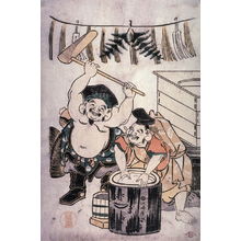 玉川舟調: Daikokiku and Ebisu Making Rice Cakes - Legion of Honor