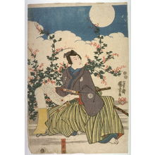 Utagawa Kuniyoshi: Actor as Matsuwakamaru reading a letter by moonlight, panel from a polyptych - Legion of Honor