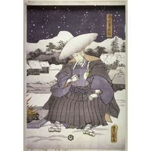 Japanischer Druck "Ichikawa Ebizo as Saimyoji Tokiyori, panel of a polyptych" von Utagawa Kunisada, 歌川国貞 (Utagawa Kunisada)