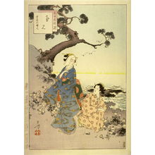 Mizuno Toshikata: Women of the Kampo Period Viewing Chrysanthemums (Kikumi kampe goro fujin) from the series Thirty-Six Masterpieces (Sanjurokasen) - Legion of Honor