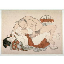 Utagawa School: Man crouching over woman - Legion of Honor