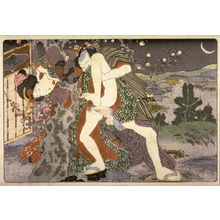 Japanese Print "Couple making love beside a plum tree at night" by Utagawa Kunisada, 歌川国貞 (Utagawa Kunisada)