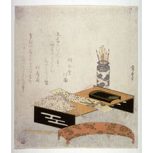 Utagawa Hiroshige: Untitled [Writing Table with Silver Rabbit paperweight] - Legion of Honor