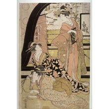 喜多川歌麿: Women Drawing Strings for Prizes, right panel of a triptych - Legion of Honor