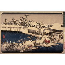 Utagawa Hiroshige: Snow in the Precincts of the Temman Shrine at Kameido (Kameido temmangu kedai yuki), from a series Famous Places in the Eastern Capital (Toto meisho) - Legion of Honor