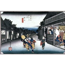 Utagawa Hiroshige: Women Accosting Travelers at Goyu (Goyu tabibito tomeonna), Station 36 from the series Fifty-Three Stations of the T?kaid? (T?kaid? goj?santsugi no uchi) - Legion of Honor