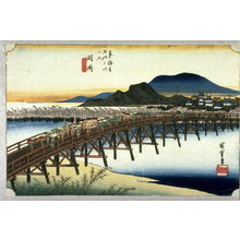 歌川広重: Yahagi Bridge at Okazaki (Okazaki yahagi no hashi), no. 39 from the series Fifty-three Stations of the Tokaido (Tokaido gosantsugi no uchi) - Legion of Honor