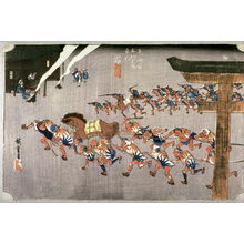 Utagawa Hiroshige: Festival at Atsuta Shrine at Miya (Miya artsuta shinji), no. 42 from the series Fifty-three Stations of the Tokaido (Tokaido gosantsugi no uchi) - Legion of Honor