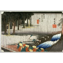 Utagawa Hiroshige: Spring Rain at Tsuchiyama (Tsuchiyama haru no ame), no. 50 from the series Fifty-three Stations of the Tokaido (Tokaido gosantsugi no uchi) - Legion of Honor