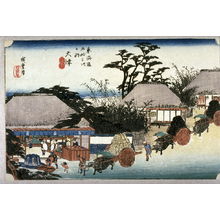 Utagawa Hiroshige: The Running Well Teahouse at otsu (Otsu hashirii chamise), no. 54 from the series Fifty-three Stations of the Tokaido (Tokaido gosantsugi no uchi) - Legion of Honor