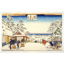 Utagawa Hiroshige: Kasumigaseki no Yuki-agari (Street View, Looking down the Kasumigaseki after a Snowfall) - Pl. G from the portfolio Eight Snow Scenes in the Eastern Capital - Legion of Honor