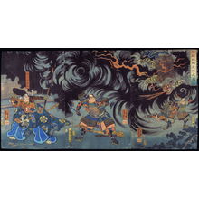 歌川芳員: Minamoto Yorimasa Vanquishes the Nue (Minamoto Yorimasa nue taiji no zu) - Legion of Honor