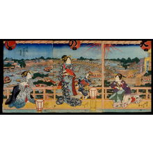 Utagawa Kunisada, 歌川国貞 (Utagawa Kunisada)による浮世絵「Enjoying the Cool of Evening at Ryogoku (Ryogogku yusuzumi no kokei)」