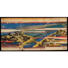Utagawa Hiroshige: View of Low Tide at Susaki and the Precincts of the Benzaiten Shrine (Susaki benzaiten kedai zenzu, do kaikin shiohi no zu), from the series Famous Places in the Eastern Capital (Toto meisho) - Legion of Honor
