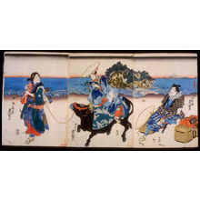 Utagawa Kunisada, 歌川国貞 (Utagawa Kunisada)创作的日本版画《On the Beach at Enoshima》