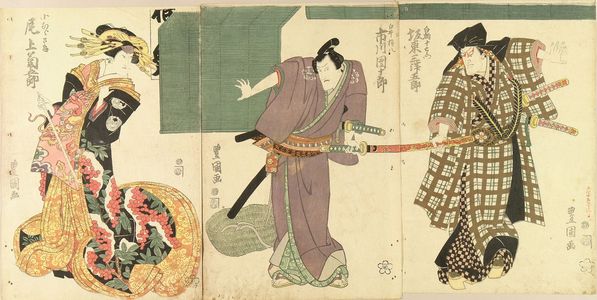 Utagawa Toyokuni I: A scene of a kabuki performance, triptych, 1816 - Hara Shobō