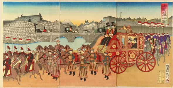 歌川国利: An imperial procession, triptych, 1889 - 原書房