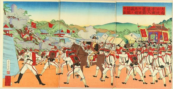 SHUNGYO: A scene of Shino-Japanese war, triptych, 1894 - Hara Shobō