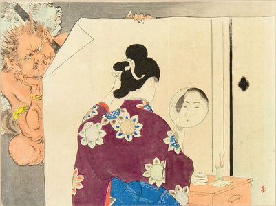Mizuno Toshikata: A frontispiece of a novel, 1900 - Hara Shobō