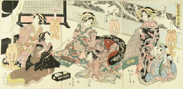 Keisai Eisen: Courtesan and servants of Ogiya, titled - Hara Shobō