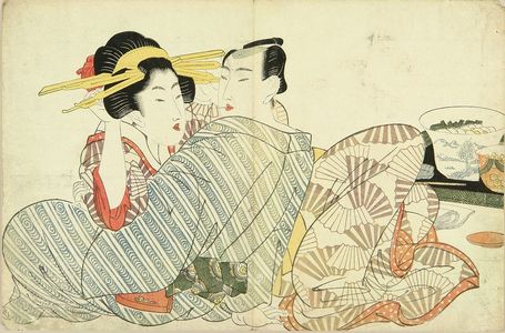 菊川英山: A reclining couple, c.1824 - 原書房